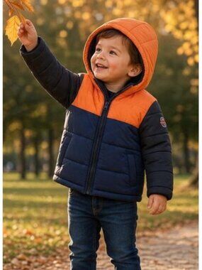 OSH KOSH Fleece Lined Gray Hooded Quilted Winter Parka Boys 18 months